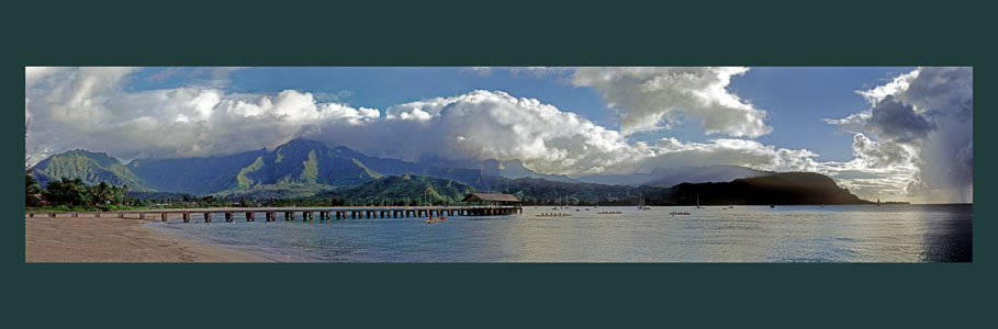 Hanalei Panorama Sunset canoes